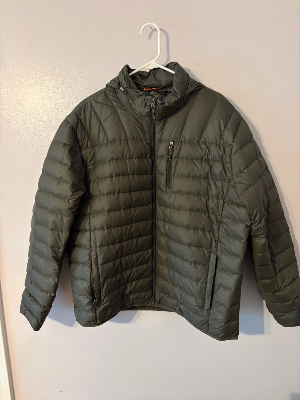 Hawk & Co Men's Olive Puffer Jacket with Hood